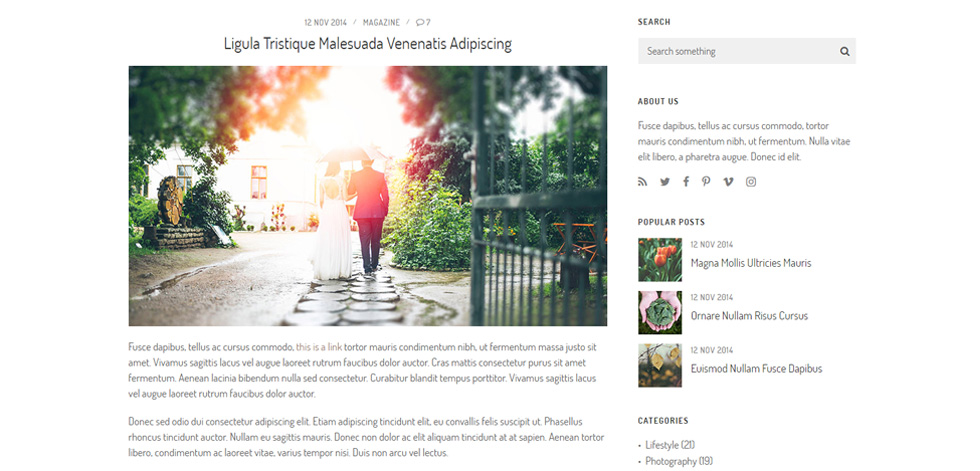 Blog post page