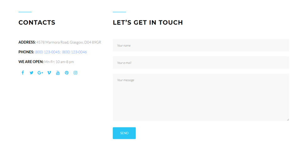 Contact page