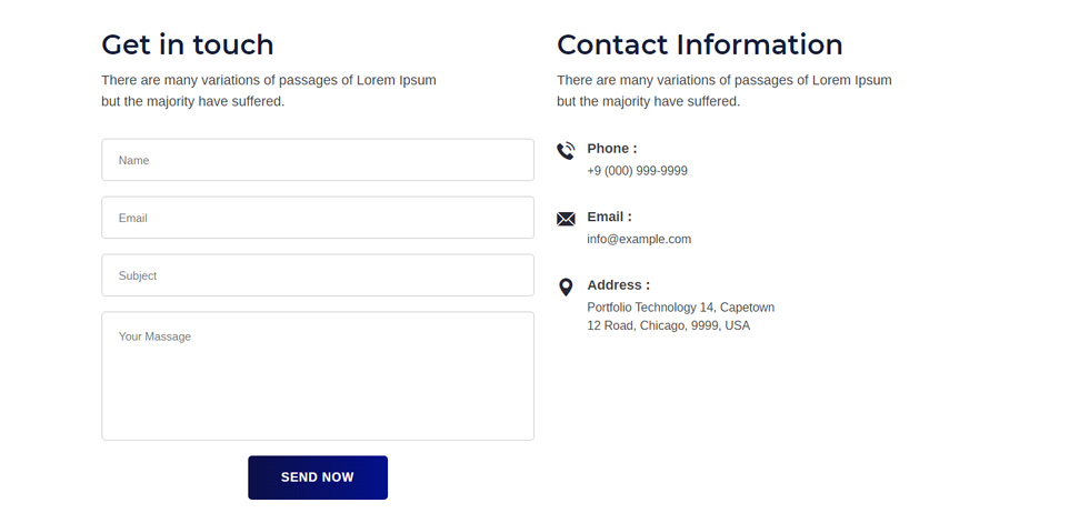Contact page