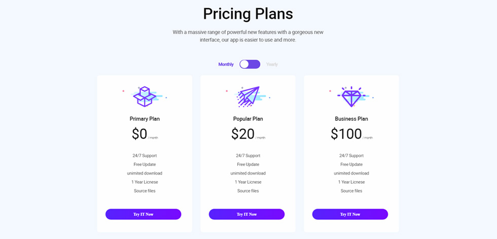 Pricing tables