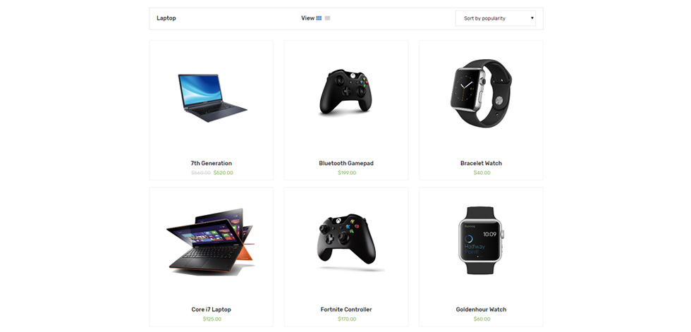Shop page