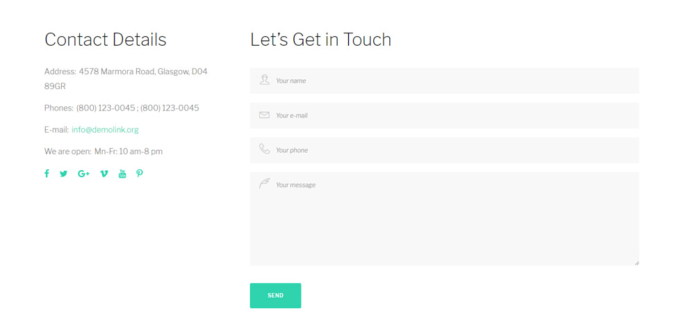 Contact page