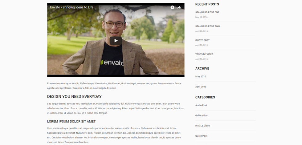 Blog post page