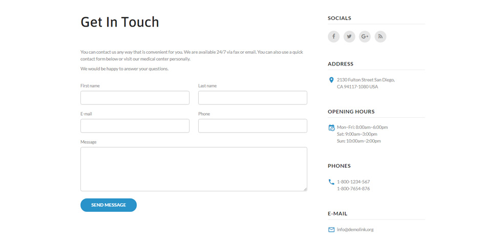 Contact page