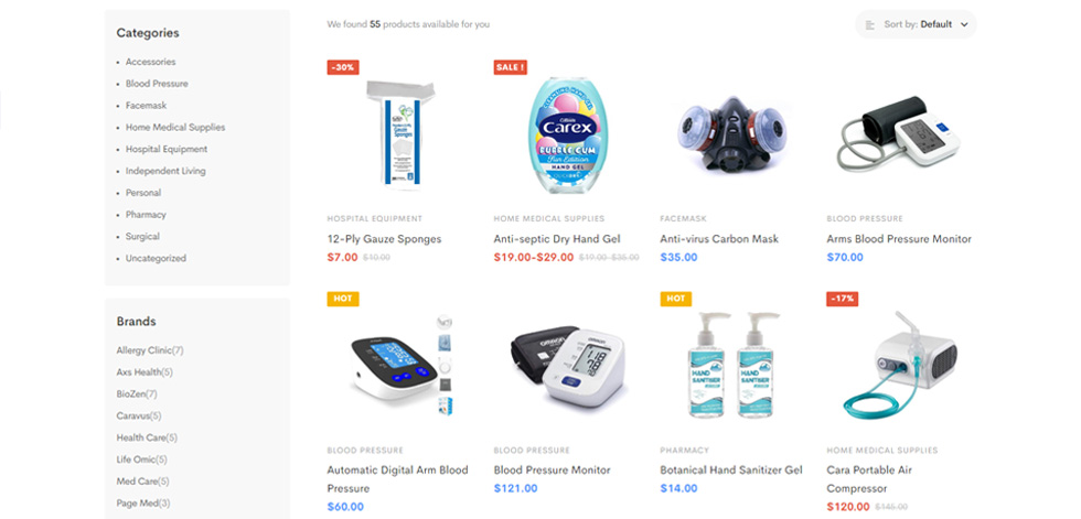 Shop page