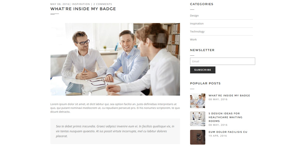 Blog post page