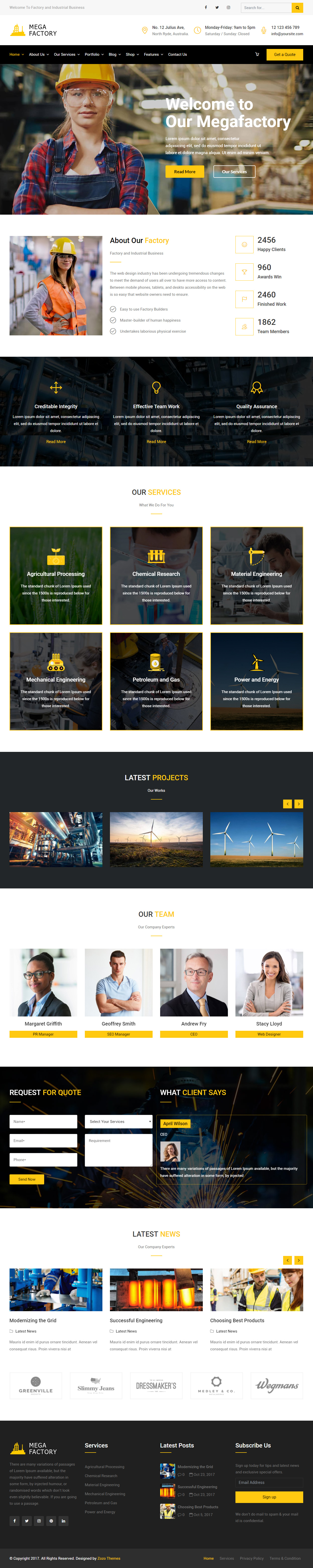 Mega Factory WordPress Bootstrap 4 Theme