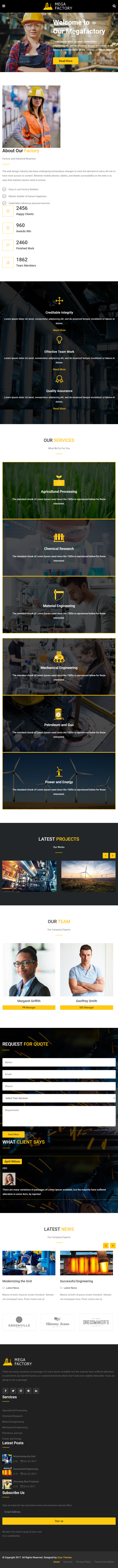 Mega Factory – Premium Responsive Industrial WordPress Theme theme — Tablet preview