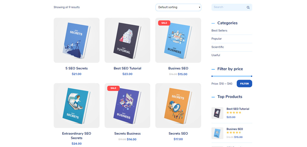 Shop page