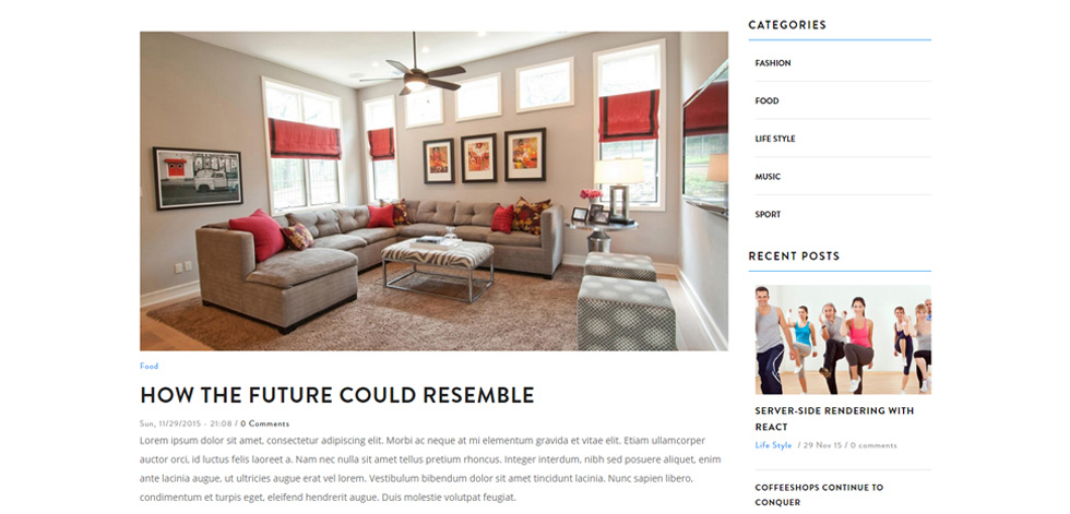 Blog post page