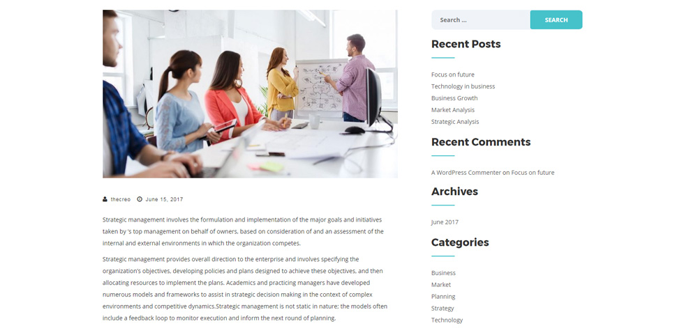 Blog post page