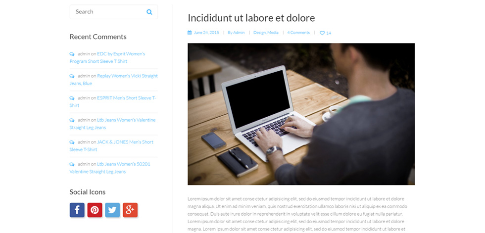 Blog post page