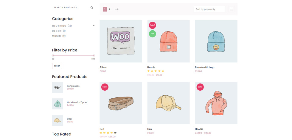 Shop page