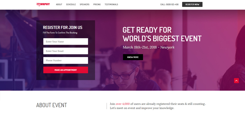Welcome screen