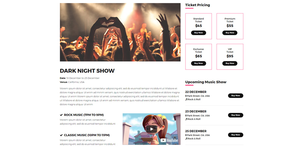 Concert details