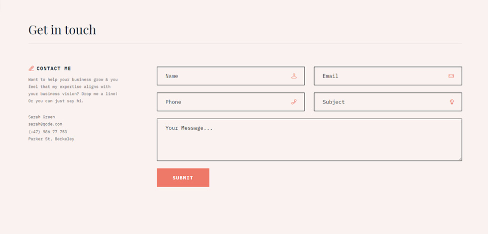 Contact page