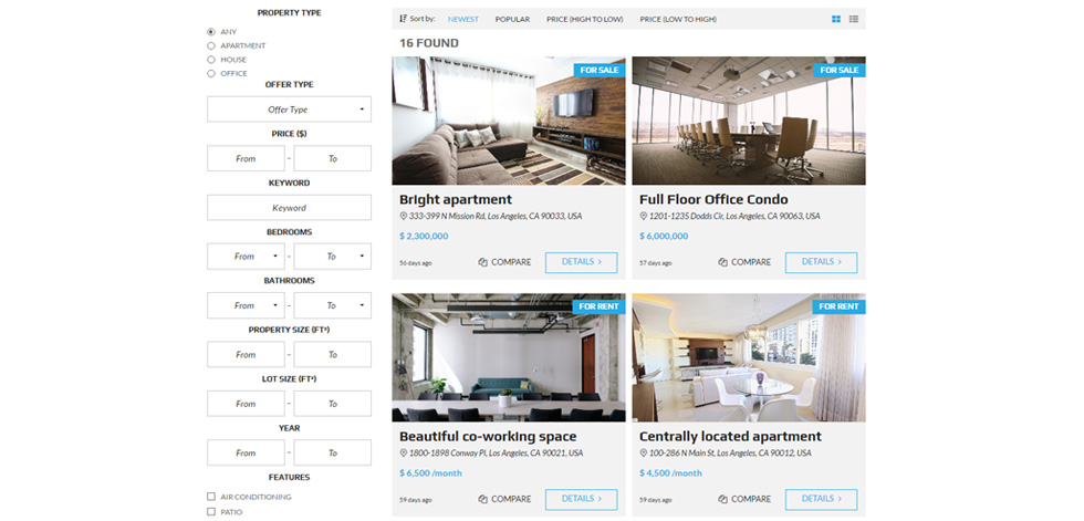 Property listing