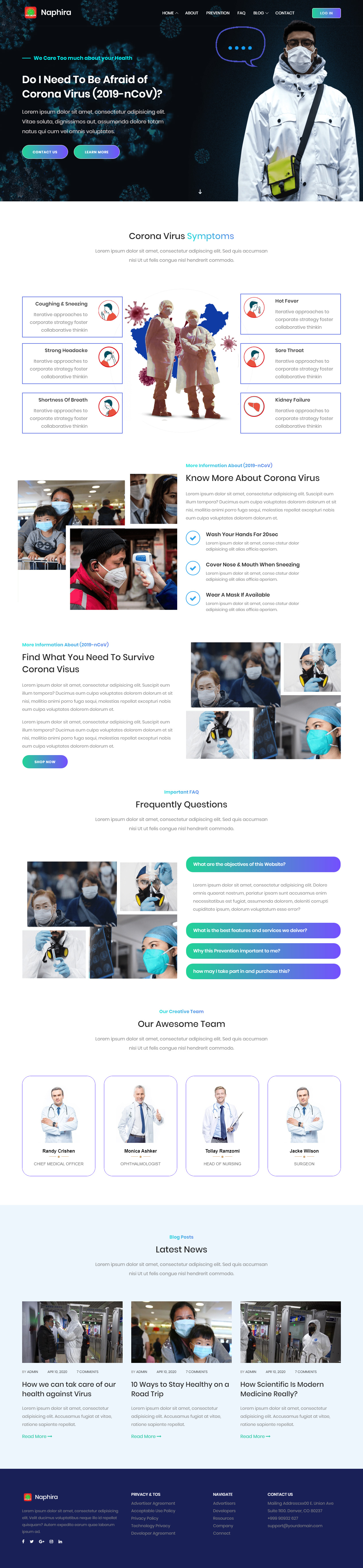 Naphira Corona Virus (covid-19) Medical Prevention Website Templates
