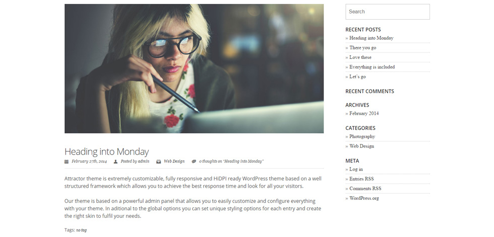 Blog post page