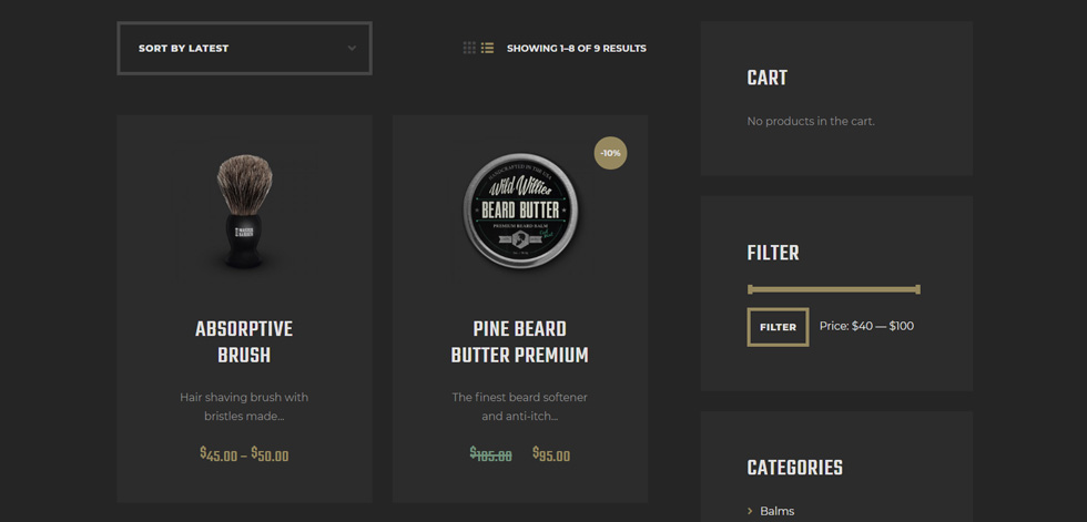 Shop page