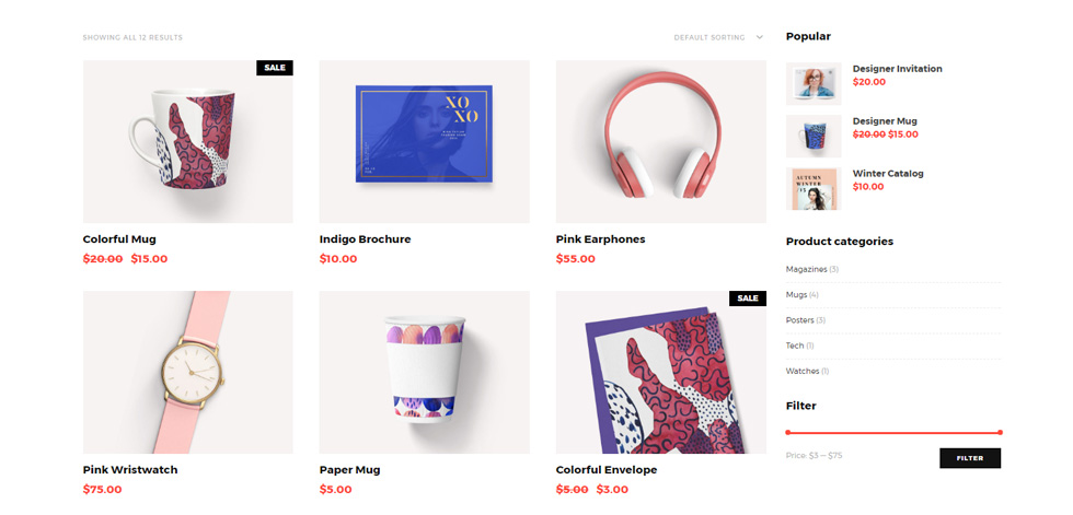 Shop page
