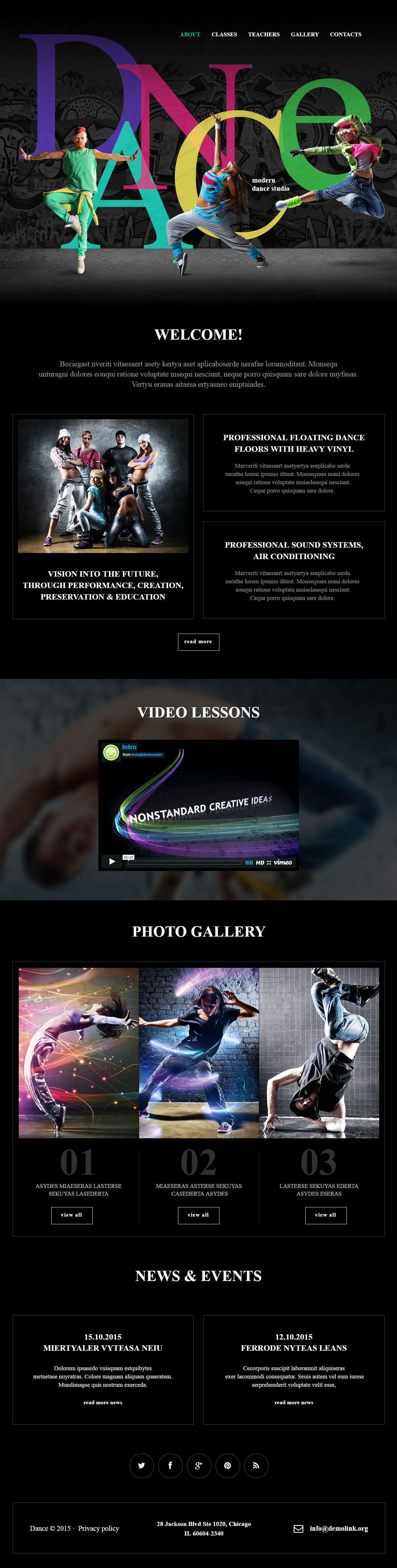 Night Club Adobe Muse Dance Studio Templates