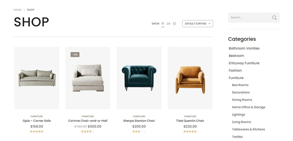 Shop page