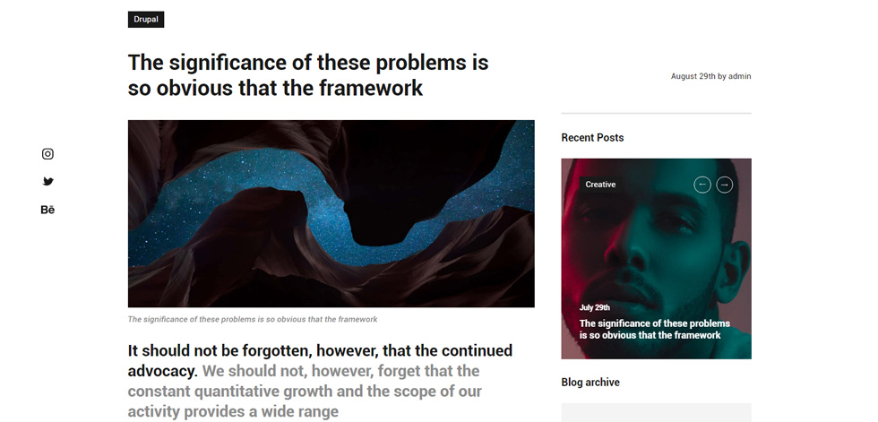 Blog post page