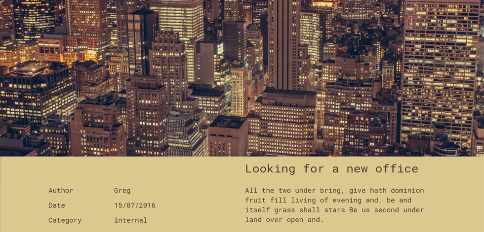 Blog post page