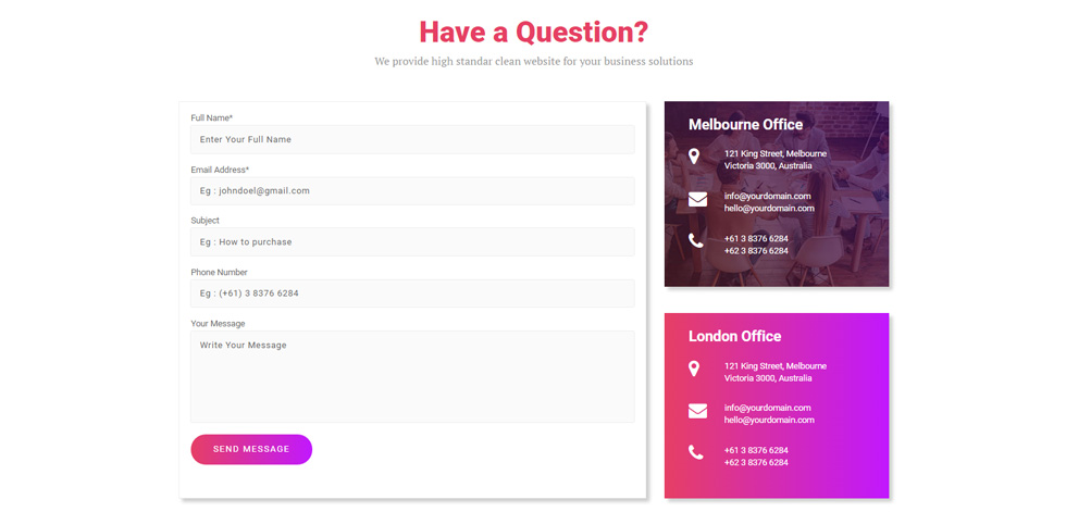 Contact page