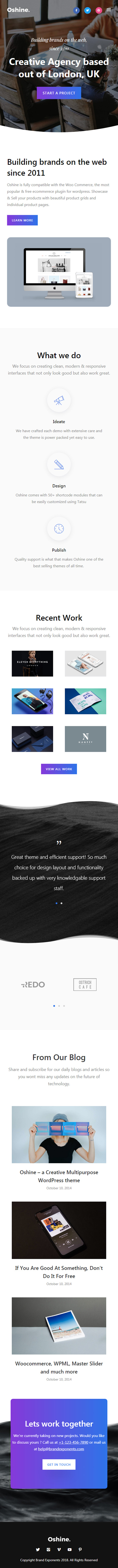 Oshine – Premium Responsive Multipurpose Creative WordPress Theme theme — Mobile preview