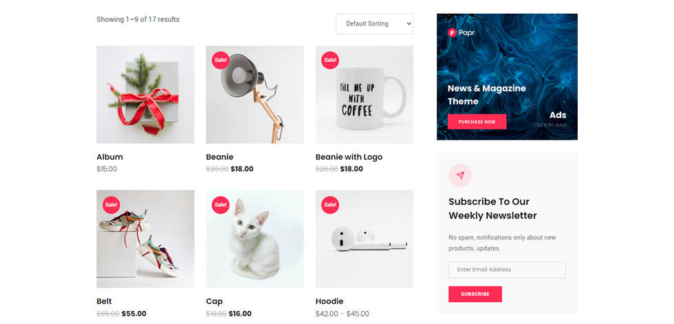 Shop page