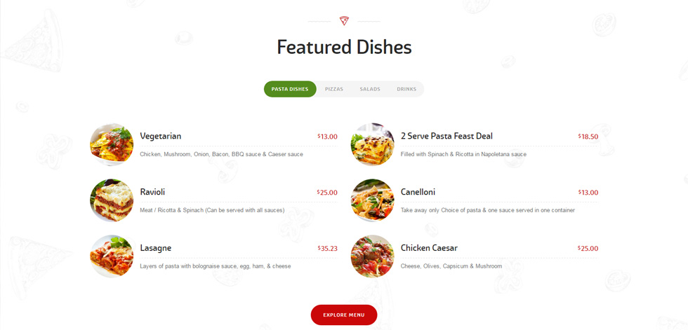 Food menu