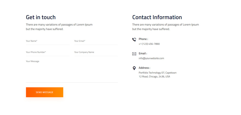 Contact page