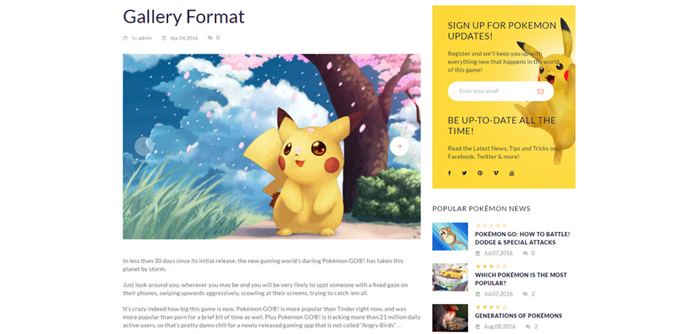 Blog post page