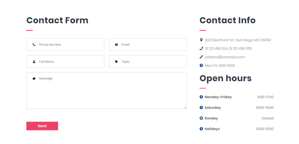 Contact page