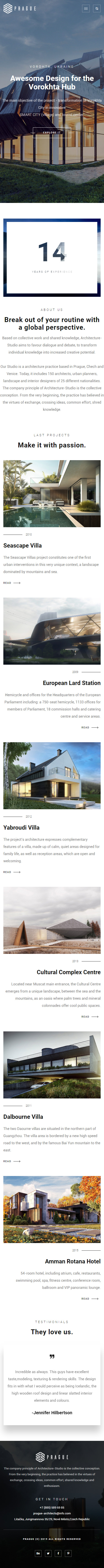 Prague – Premium Responsive Architecture HTML5 Template theme — Mobile preview
