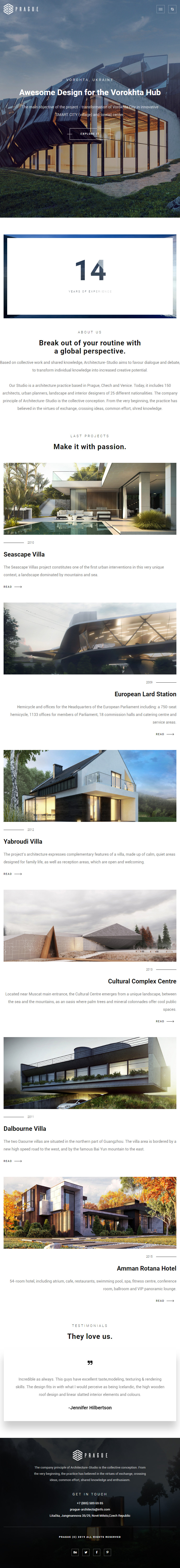 Prague – Premium Responsive Architecture HTML5 Template theme — Tablet preview