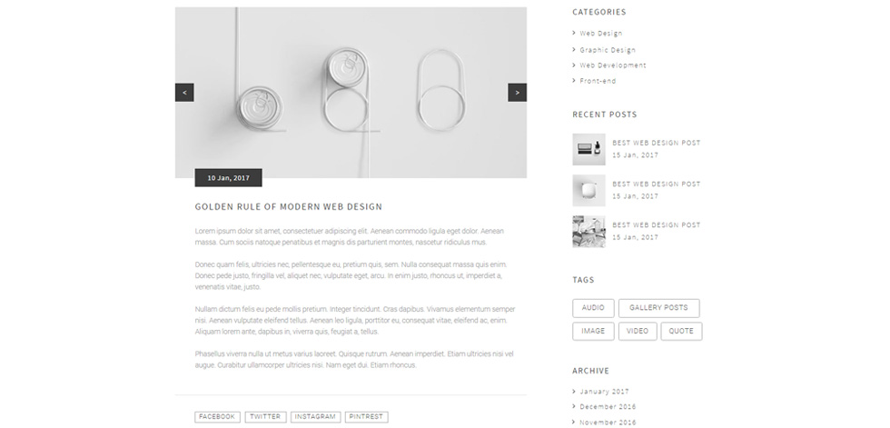Blog post page