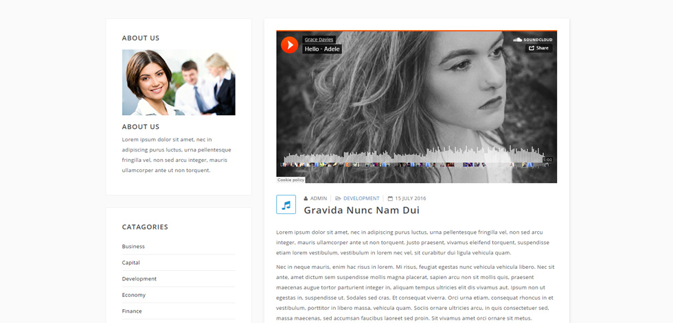 Blog post page