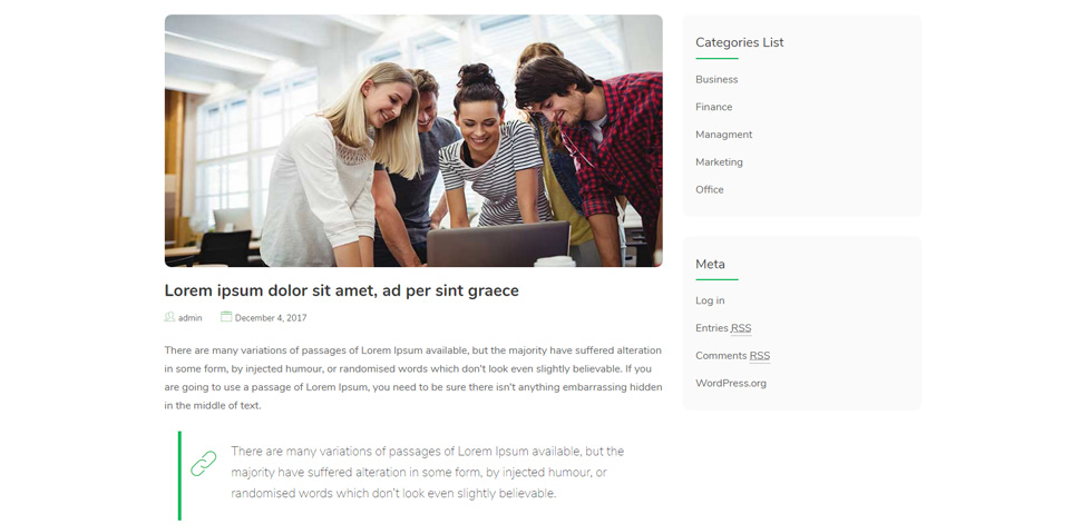 Blog post page
