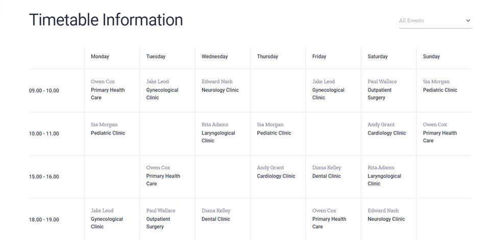 Timetable