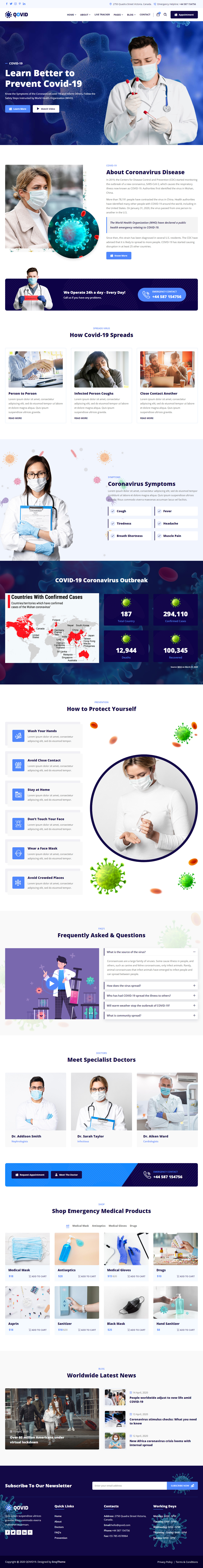 Qovid Angular 9 HTML Website Templates
