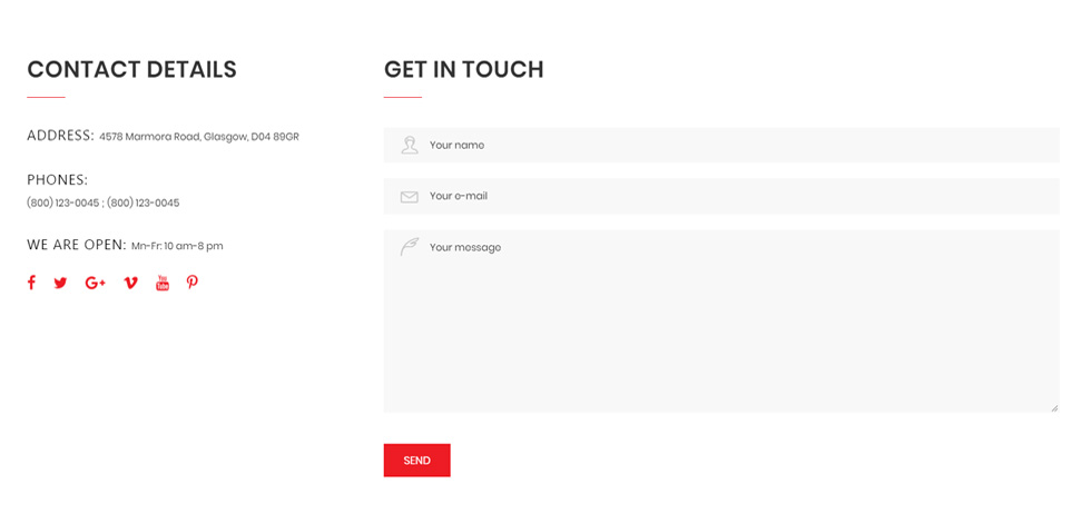 Contact page