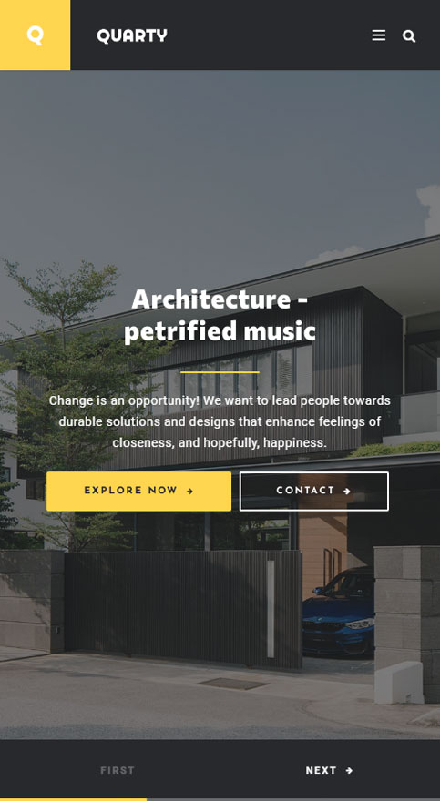 Quarty – Premium Responsive Architecture WordPress Theme theme — Mobile preview