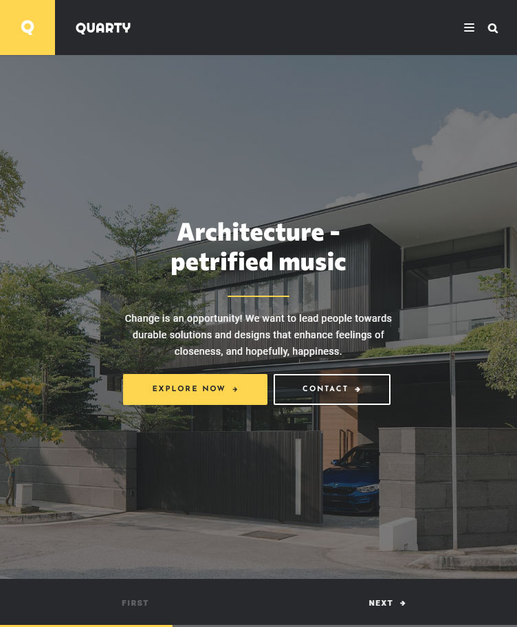 Quarty – Premium Responsive Architecture WordPress Theme theme — Tablet preview