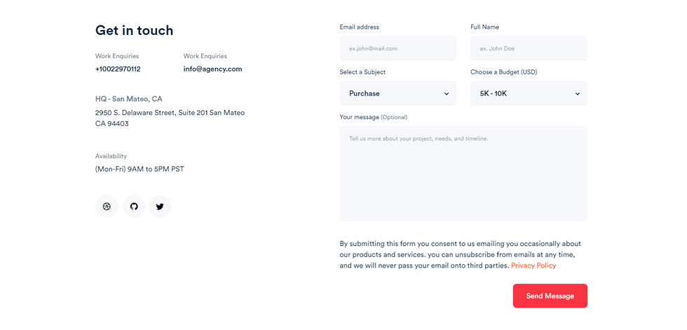 Contact page