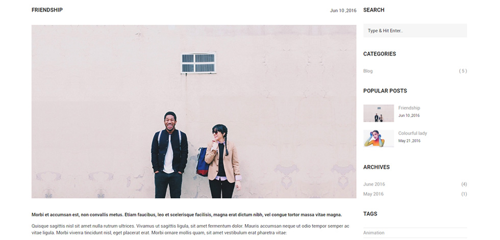 Blog post page