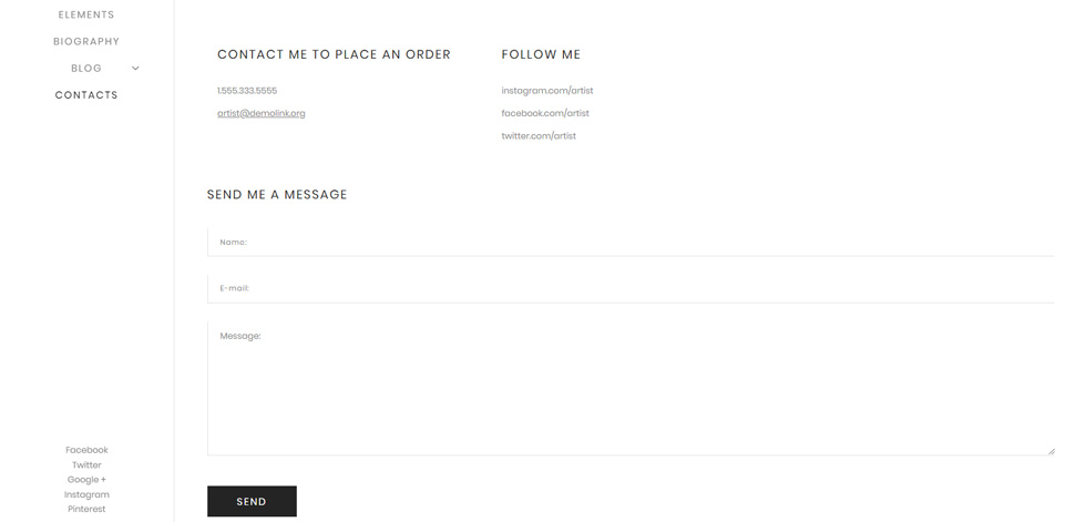 Contact page