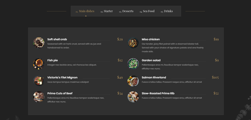 Food menu